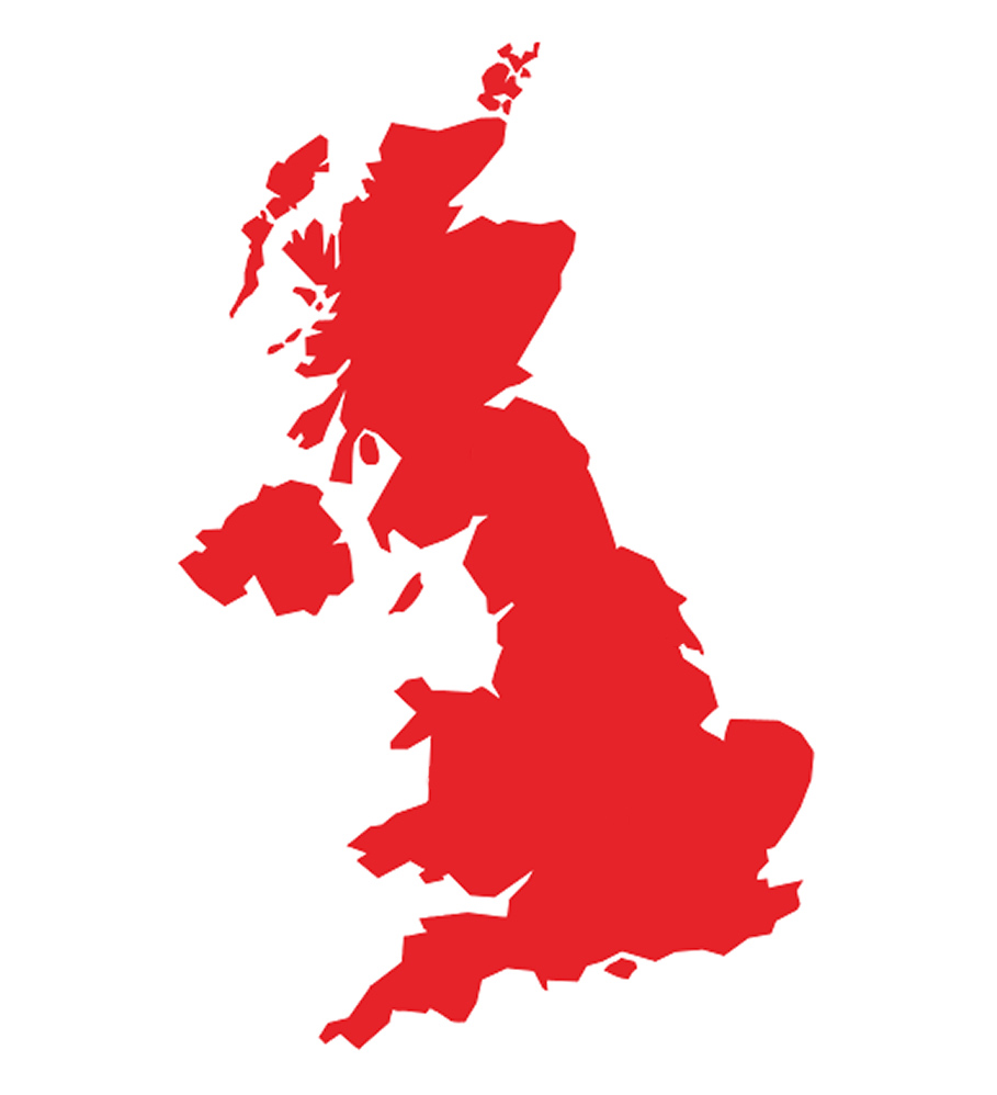 British map in the colour red