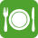 Food industry icon showing fork, plate and knife